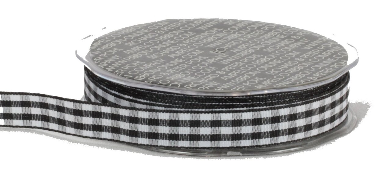 The Ribbon People Black and White Checkered Woven Edge Craft Ribbon 0.62" x 108 Yards